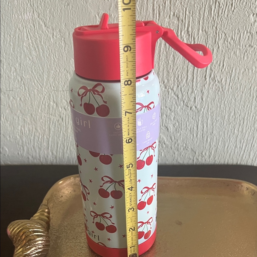 #1437**Madden Girl Cherry Print Bottle - Light Blue & Red - Picture 6 of 12